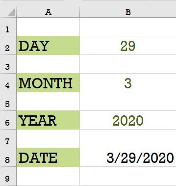 example of date function in microsoft excel